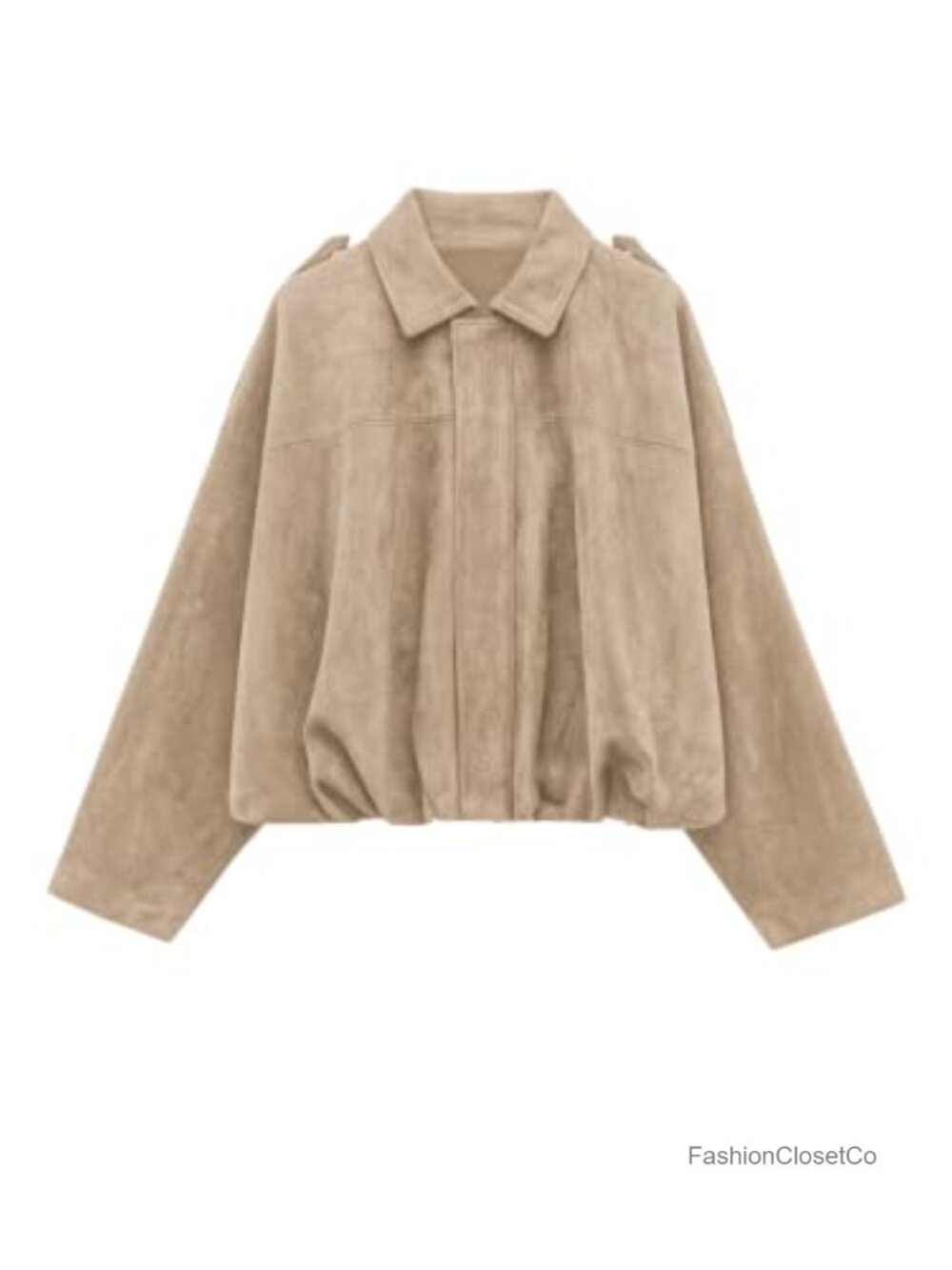 Faux Suede Cropped Bomber Jacket Women Oversized Zip Motorcycle Style